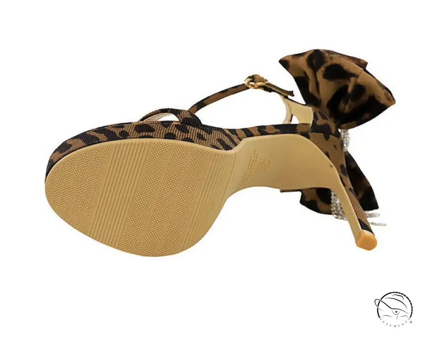 Cocktail Open Toe Platform Rhinestone Back Bowknot High Heel