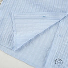 Light blue textured striped pure cotton home wear long sleeves cardigan set