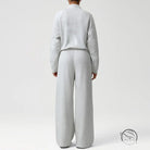 Light gray langry fashion tracksuit with wide-leg pants and long-sleeved top