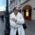 Warm Winter Faux Fur Coat with High Collar and Long Sleeves