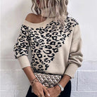 Langry leopard print off-the-shoulder sweater in soft knit fashion ملابس
