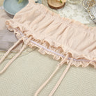Delicate blush pink ruffled bandeau top in Langry fashion nightgown set