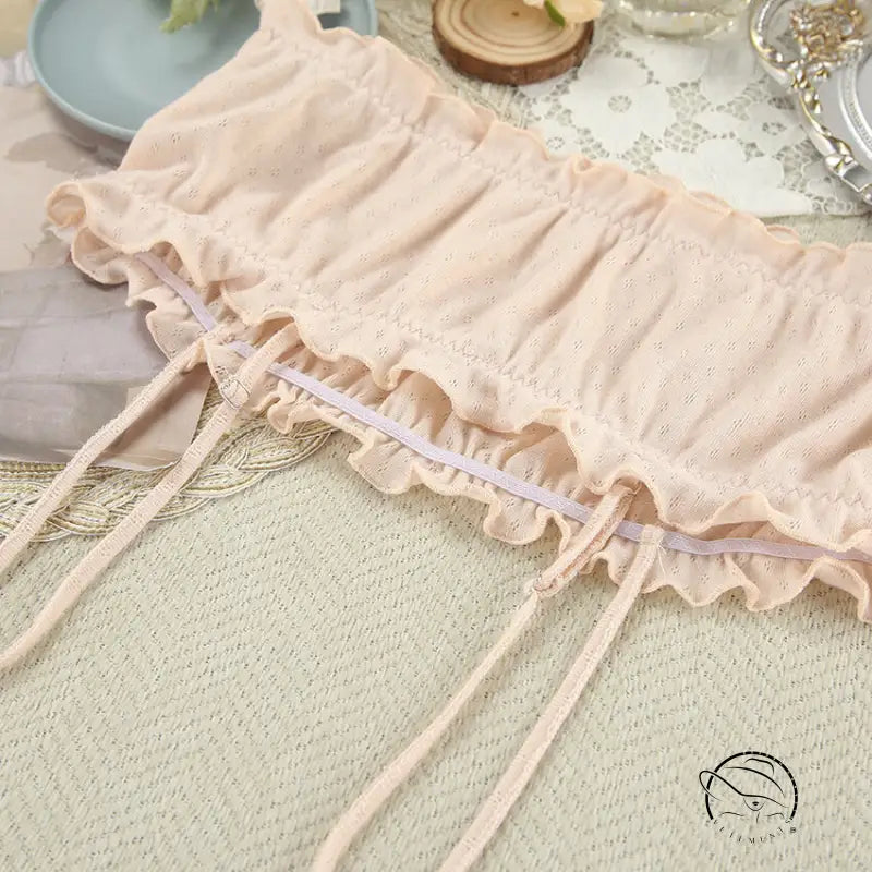 Blush pink ruffled bandeau top in Langry fashion nightgown set