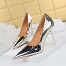 Metal Stone Pattern Retro High Heels