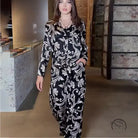 Elegant ribbon two piece set with floral patterned pajamas