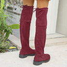 Suede Low Heel Over the Knee Boots