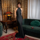 Elegant black halter gown from the Elegant French Evening Dress collection for upscale fashion