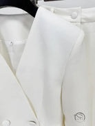 Langry fashion white double-breasted blazer with lapels in slim top set