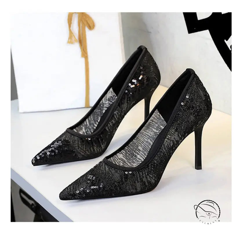 Shallow Mouth Sequin Fashionable Elegant High Heel