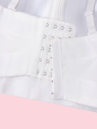 White lace-up Langry fashion suspender belt with silver eyelets