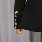 Elegant black Balmain blazer with gold buttons and cuffs, langry fashion ملابس
