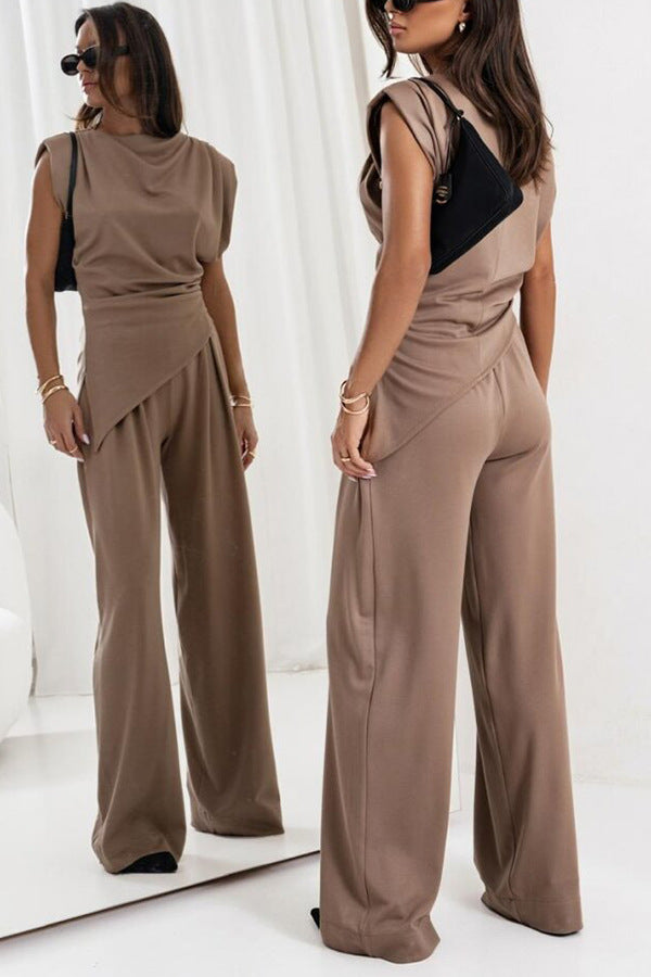 Taupe-colored two-piece pantsuit from Gorgeous Two Piece Sets Jumpsuit, ideal for modern fashion