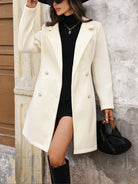Elegant Pearl Fastener Decoration Wool Coat