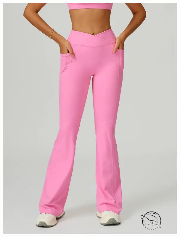 Cross Waist Wide Leg Bootcut Trousers Outdoor