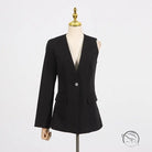 Black one-sleeve blazer in gorgeous wide leg pants two piece set