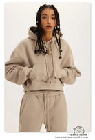 Winter retro hooded pullover in beige langry fashion sweatsuit