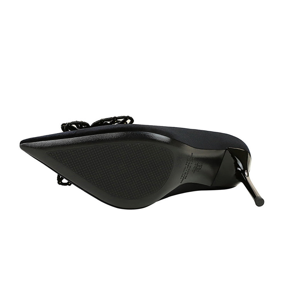 Double Layer Bow Decoration High Heels