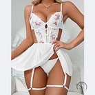 Cute Embroidered Suspender Lingerie Set