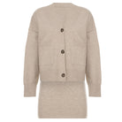 Beige Langry fashion cardigan sweater with pockets and ribbed details