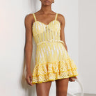 Yellow sundress with eyelet details, perfect for summer fashion and ملابس styles