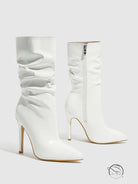 Leather Shoes Short High Heel Riding Boots