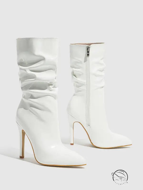 Leather Shoes Short High Heel Riding Boots