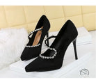 Cocktail Waterproof Platform Rhinestone Ankle Strap High Heel Pumps