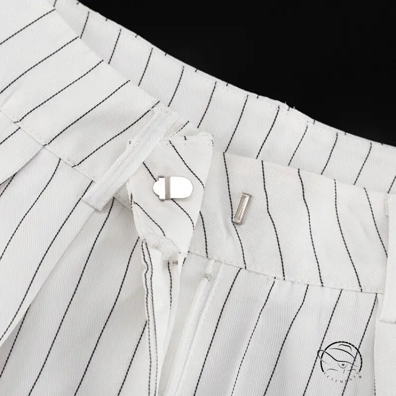 Elegant Striped Top Wide Leg Pants Office Two Piece Sets