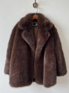 Langry faux fur warm collar mid-length fox jacket in brown