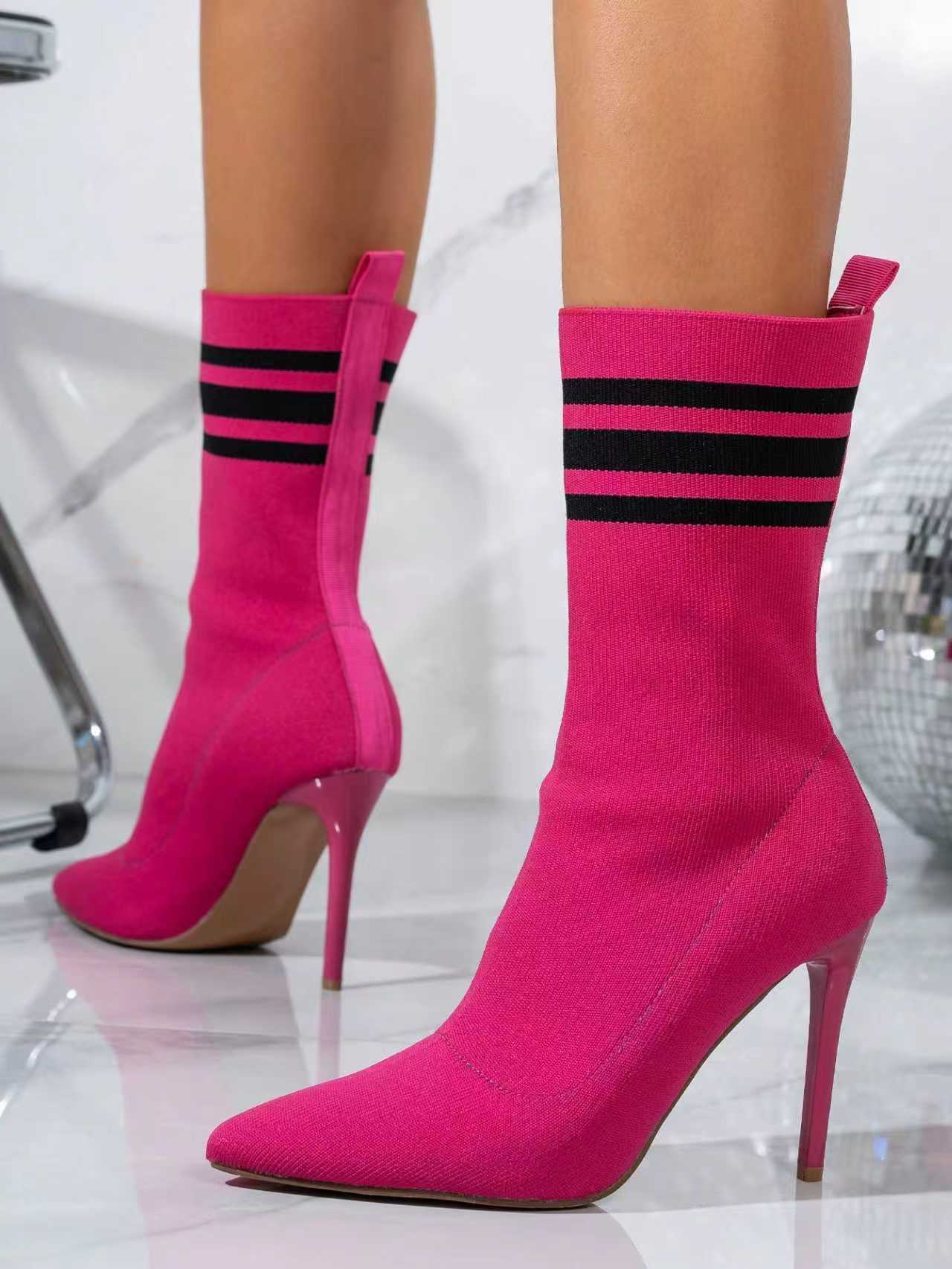 Skinny Boots Socks High Heel