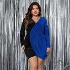 Elegant evening maxi dress in two-tone long-sleeve design