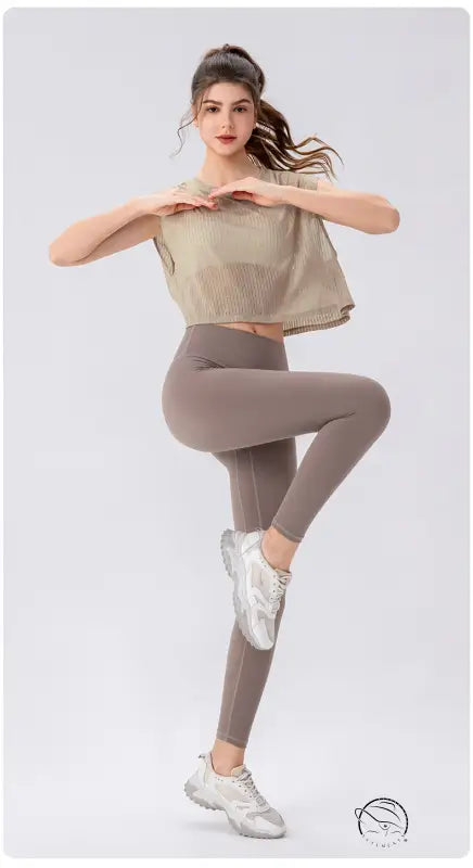 Summer Yoga Blouse Women Hollow out Cutout Breathable Sleeveless Top Short Loose Running Sports Workout