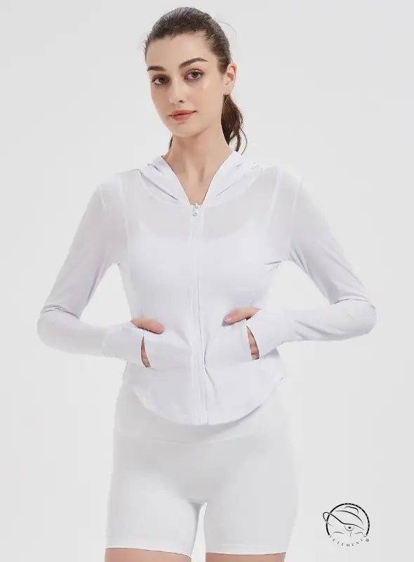 Sports Jacket Women High Elastic Hooded Quick Drying Top Violently Sweat Running Training Yoga Clothes Coat