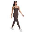 Sleek ribbed brown langry bodysuit in breathable seamless peach hip slim fit fashion