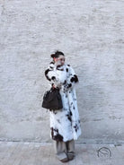Classic Prada faux fur long coat in black and white