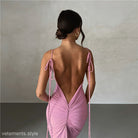 Backless pink dress showcasing the Elegant Slim Fit Sheath Dress design and style
