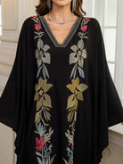 Elegant embroidered Middle East kaftan dress with batwing sleeve length
