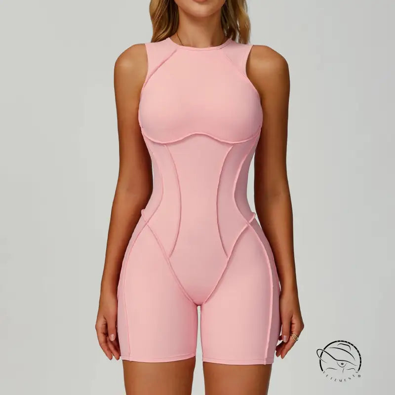 Pink langry fashion yoga jumpsuit with cutout bodysuit design