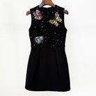 Sleeveless black Elegant Diamond Butterfly Slim Vest Dress, perfect for trendy fashion ملابس