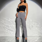 Gray high-waisted dress pants for women highlighting fashion-forward comfort and style