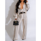 Striped black and white jumpsuit in enchanting langry fashion ملابس