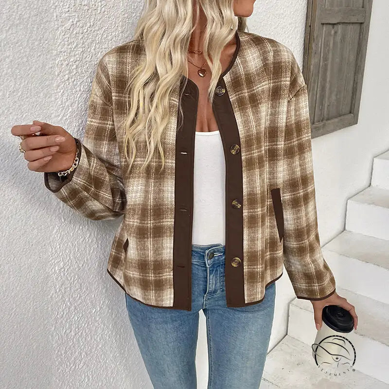 Winter Casual Plaid Cardigan Jacket
