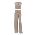 Enchanting Short Vest Top Design Wide Leg Pants Two Piece Set