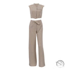 Enchanting Short Vest Top Design Wide Leg Pants Two Piece Set