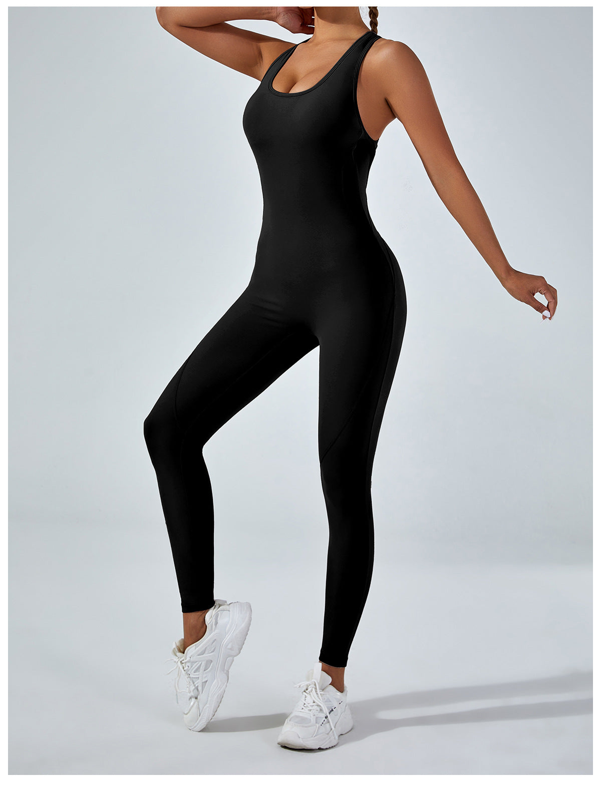 Langry black seamless yoga one-piece jumpsuit in fashion ملابس