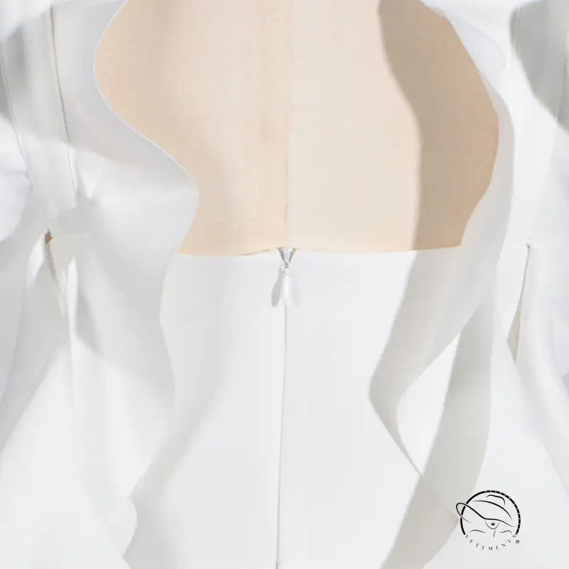 Floral summer slim fit white dress with high grade stitching and back zipper