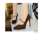 Cocktail Waterproof Platform Rhinestone Ankle Strap High Heel Pumps