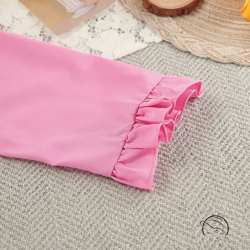 Pink ruffled sleeve in langry fashion cardigan pajamas ملابس