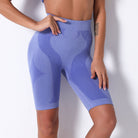 Blue seamless athletic shorts from Langry, ideal for yoga and fashion-forward ملابس