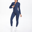 Navy blue long sleeve yoga zipper one piece athletic suit in Langry fashion
